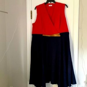 NWT Calvin Klein Sleeveless V Neck belted dress - 22W